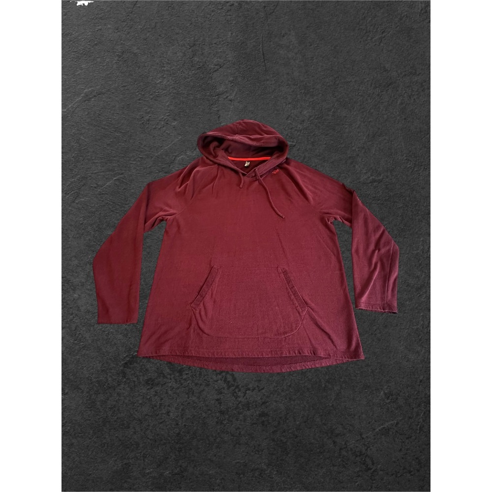 Fox Head Hoodie Mens XXL Burgundy Waffle Knit Thermal Pullover 18339 EUC